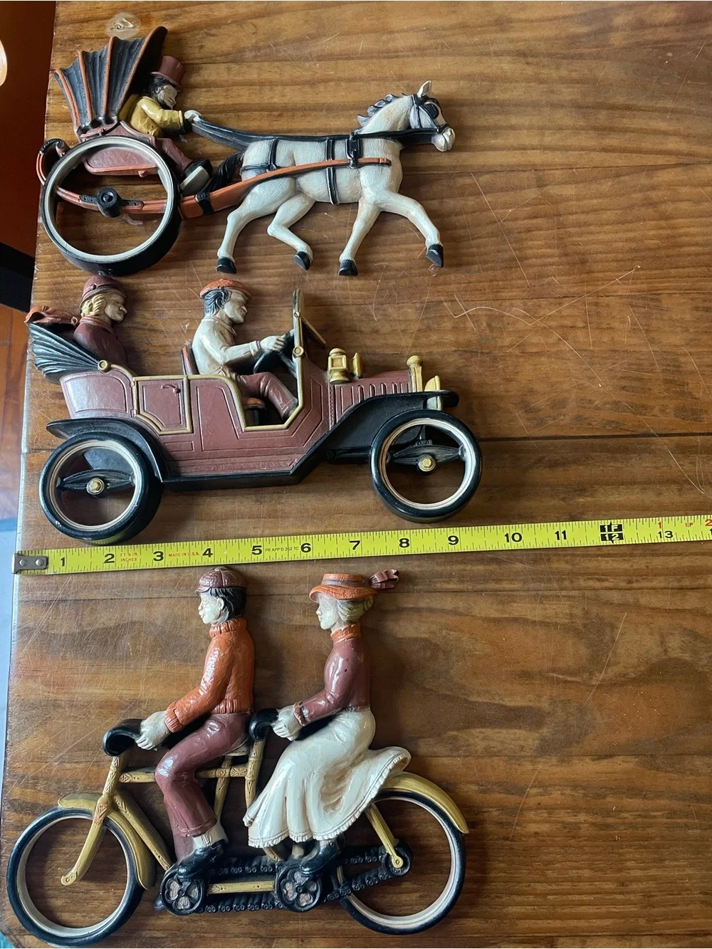 Vintage 70’s Homco Plastic Wall Plaque Set Bike Car Horse Home Decor Classic